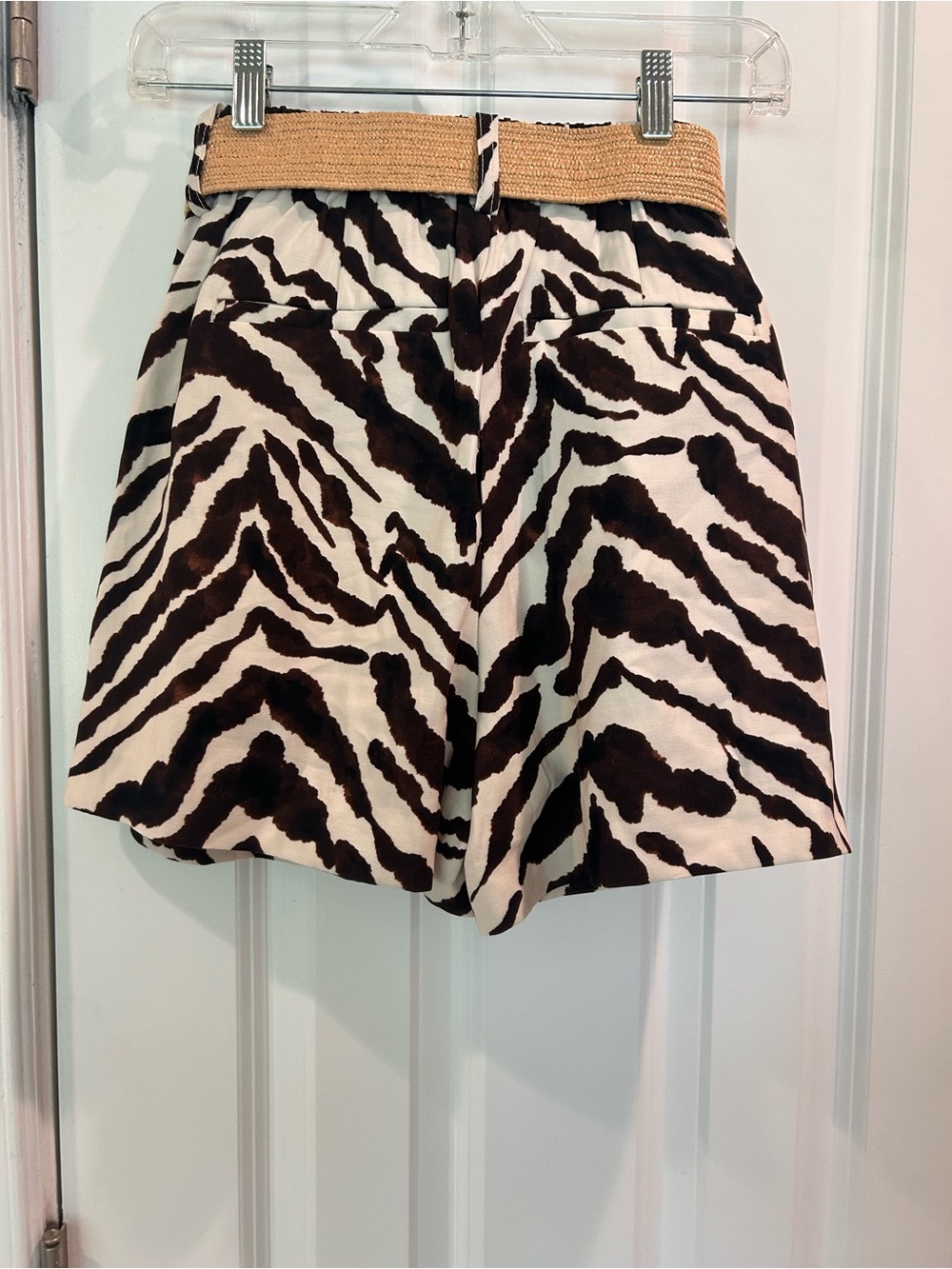 New Sanctuary Zebra Print Paperbag Shorts Woven Belt | High Rise Safari Small - Picture 4 of 6